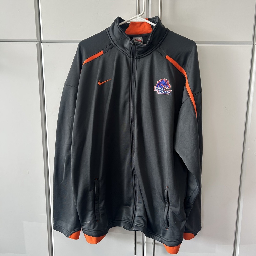 Nike Team Boise State Broncos Track Jacket Mens XXL Gray Orange Full Zip B871